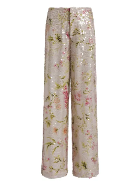 Alberta Ferretti sequin floral trousers