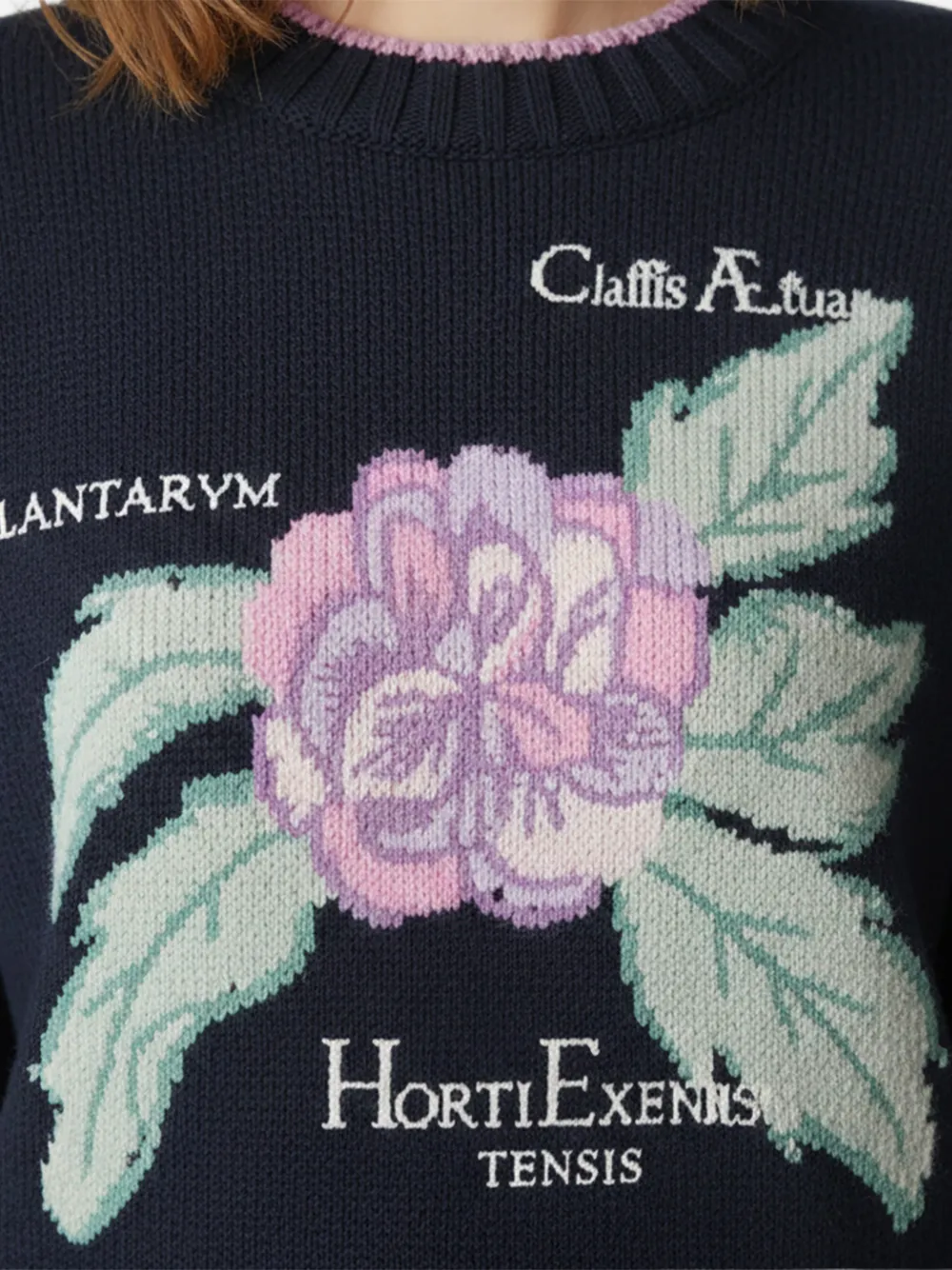 Alberta Ferretti Trui met bloemen Blauw