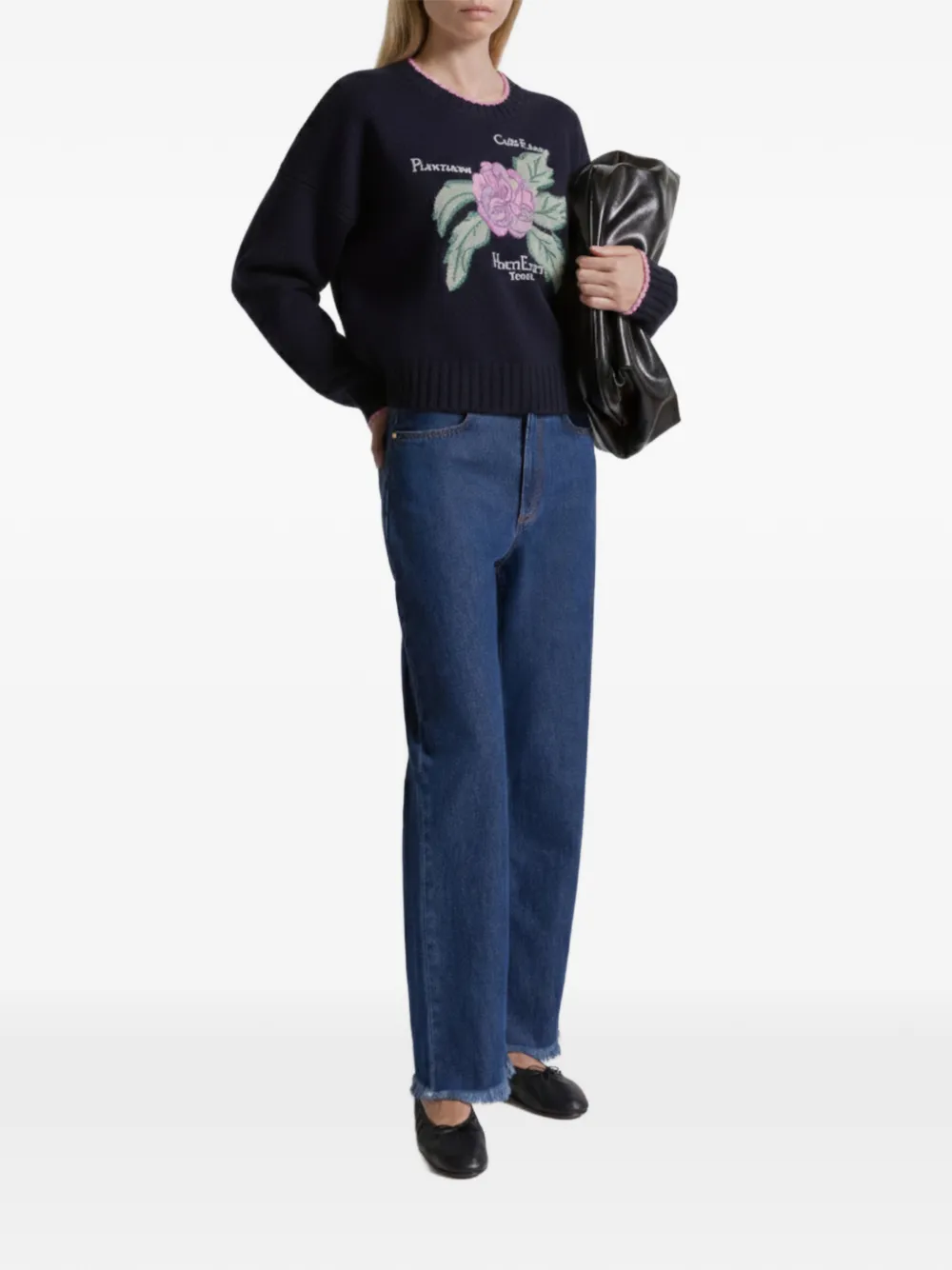 Alberta Ferretti Trui met bloemen Blauw