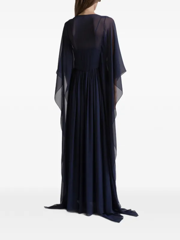 alberta ferretti blue dress $5325 Alberta Ferretti Women's Blue Silk Stone Cutout Halter Maxi Dress Size 6