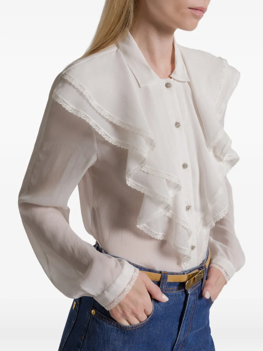 Alberta Ferretti Ruffled Shirt In White