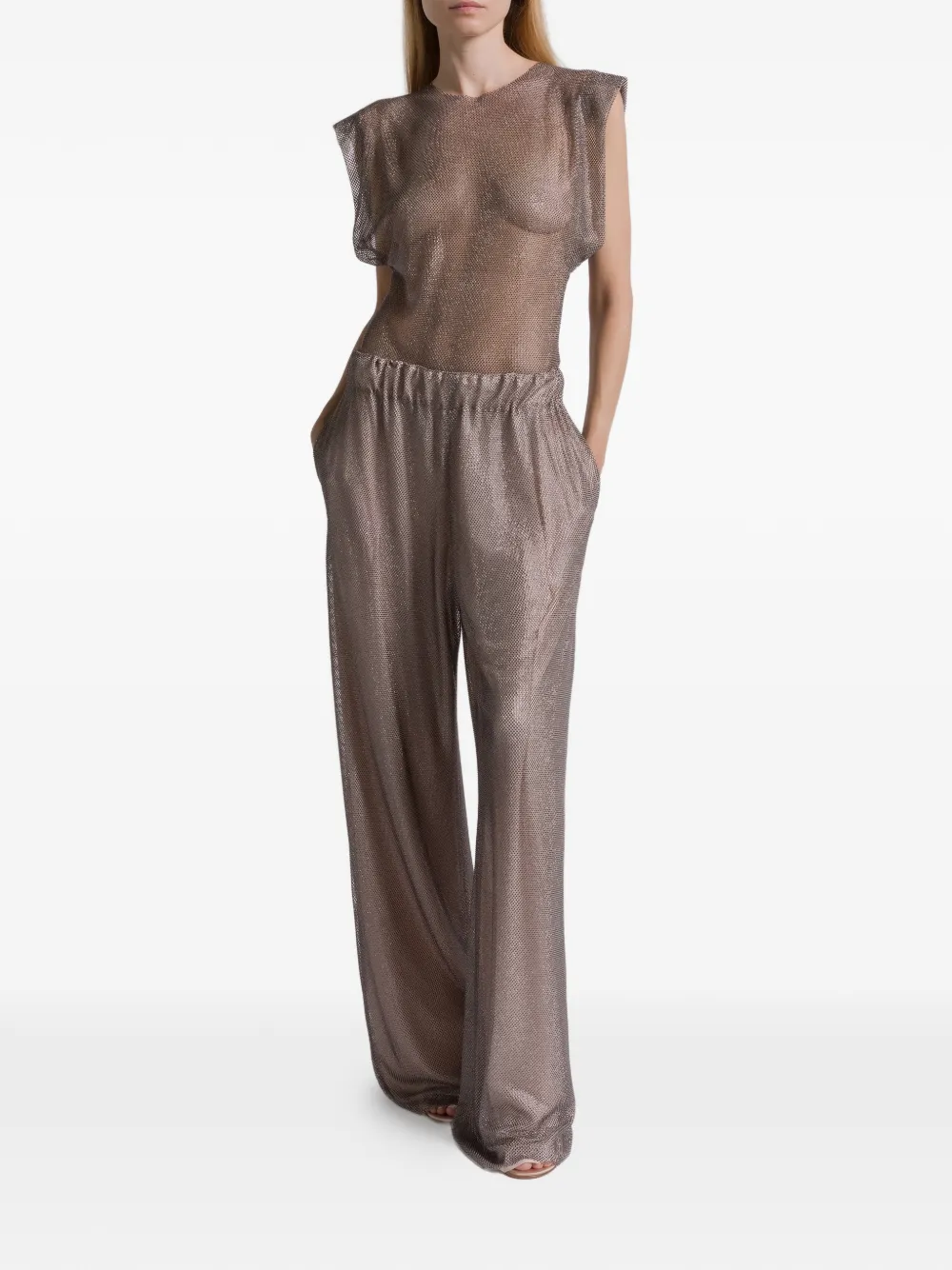 Alberta Ferretti elastic-waistband trousers - Zilver