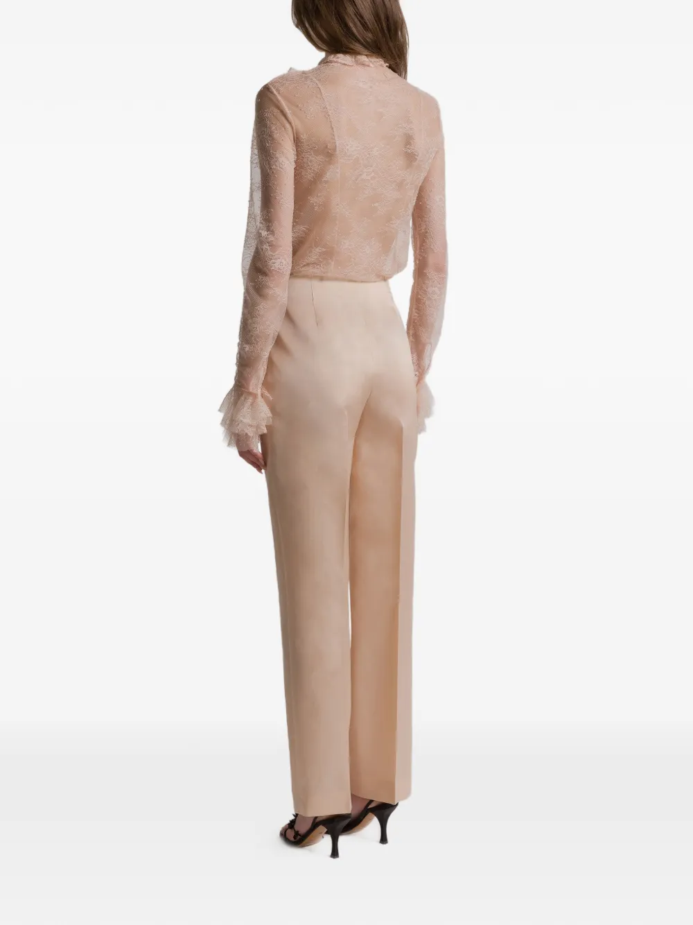 Alberta Ferretti Silk High-waisted Trousers In Pink