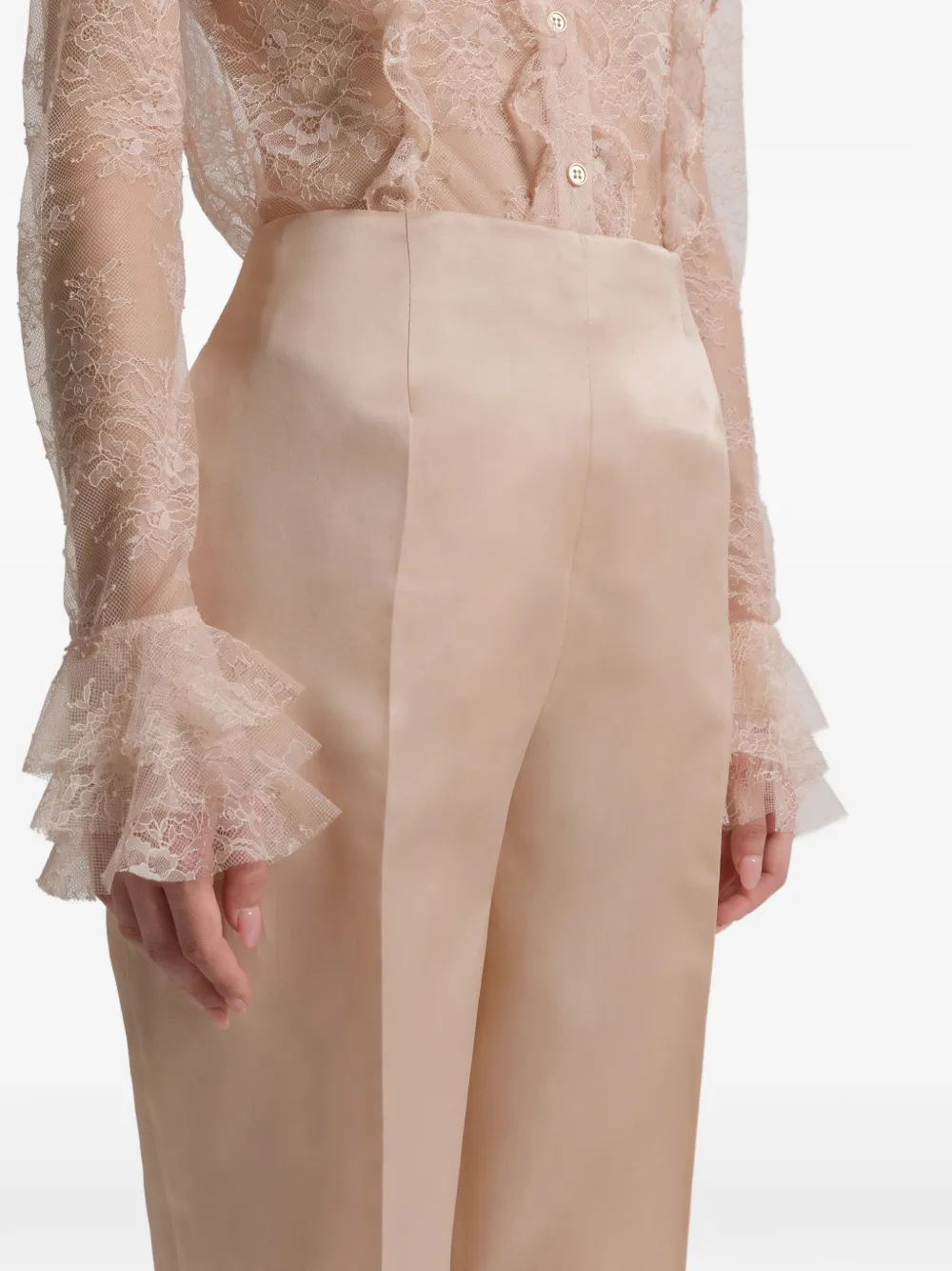 Alberta Ferretti Silk High-waisted Trousers In Pink