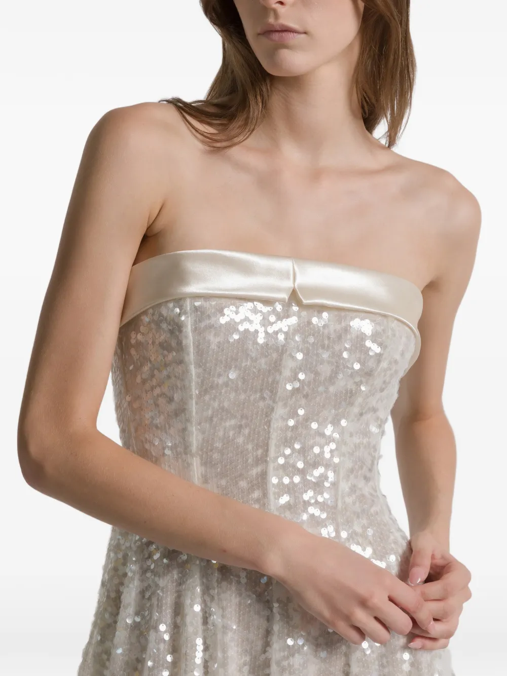 Alberta Ferretti Strapless Midi Dress In White