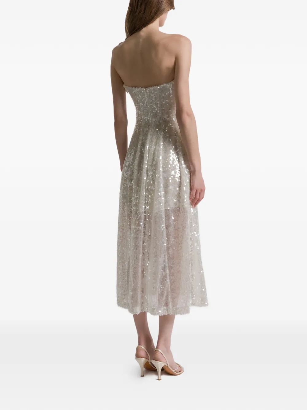 Alberta Ferretti Strapless Midi Dress In White