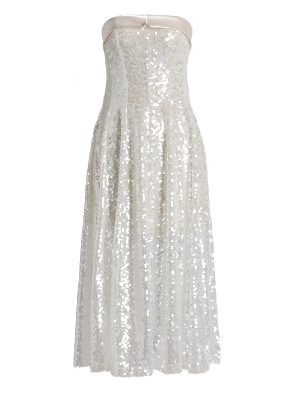 Alberta Ferretti Strapless Midi Dress In White