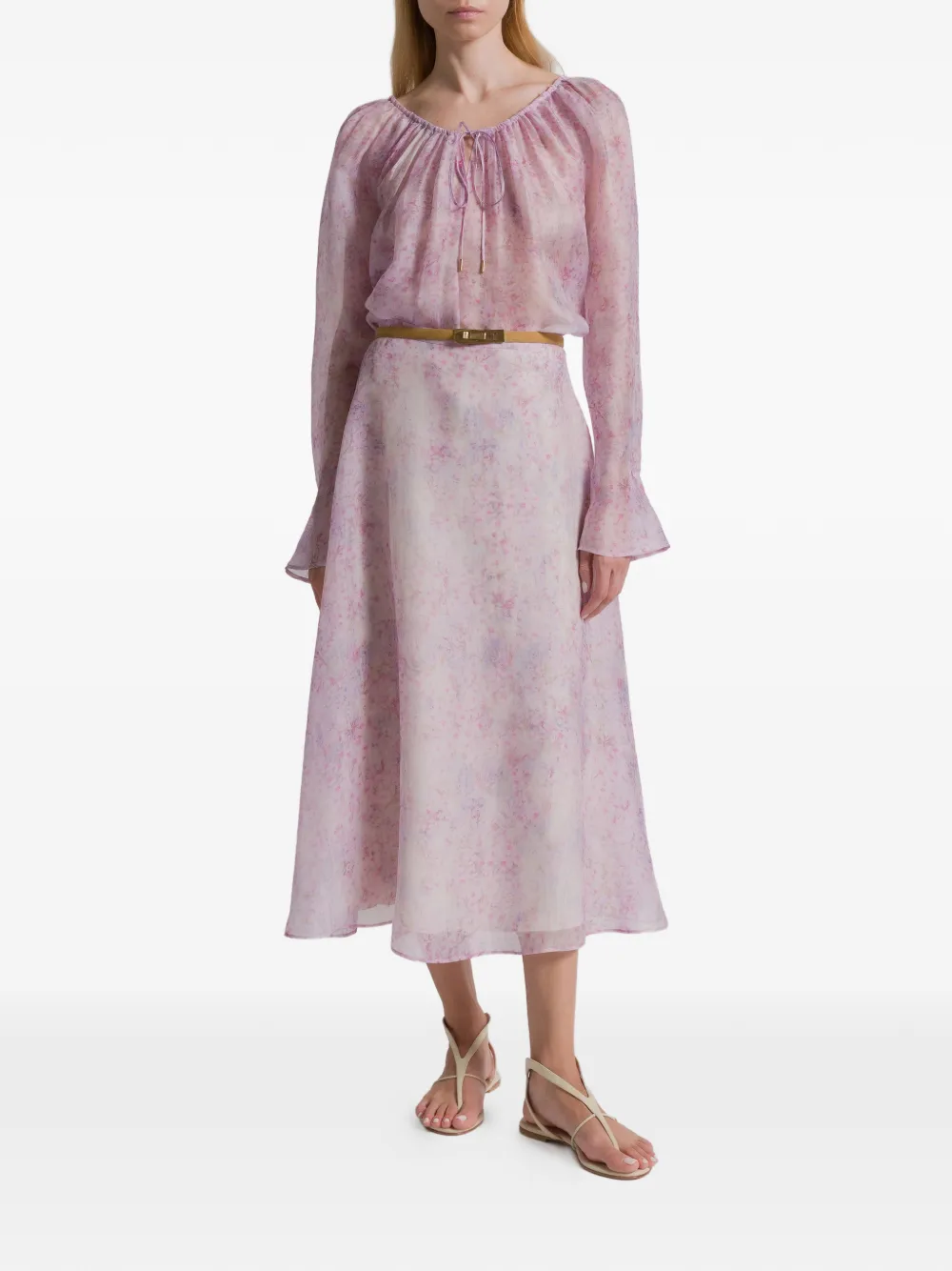 Alberta Ferretti Floral Midi Skirt In Purple