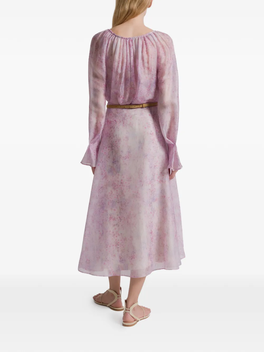 Alberta Ferretti Floral Midi Skirt In Purple