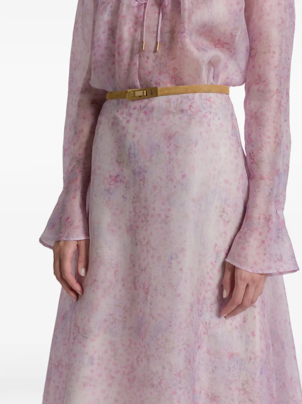 Alberta Ferretti Floral Midi Skirt In Purple