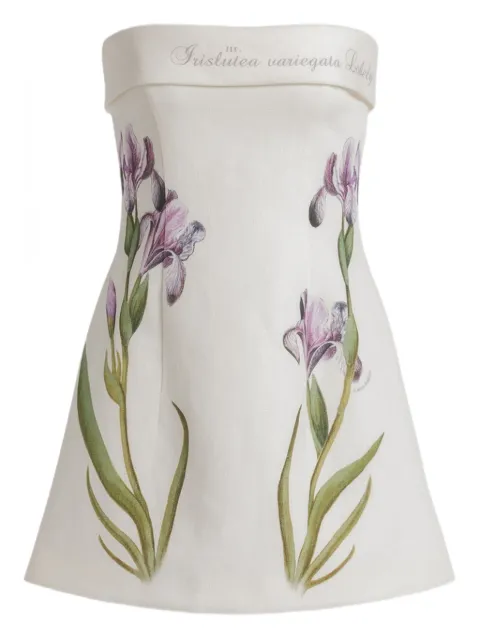 Alberta Ferretti Schulterfreies Kleid mit Blumen-Print