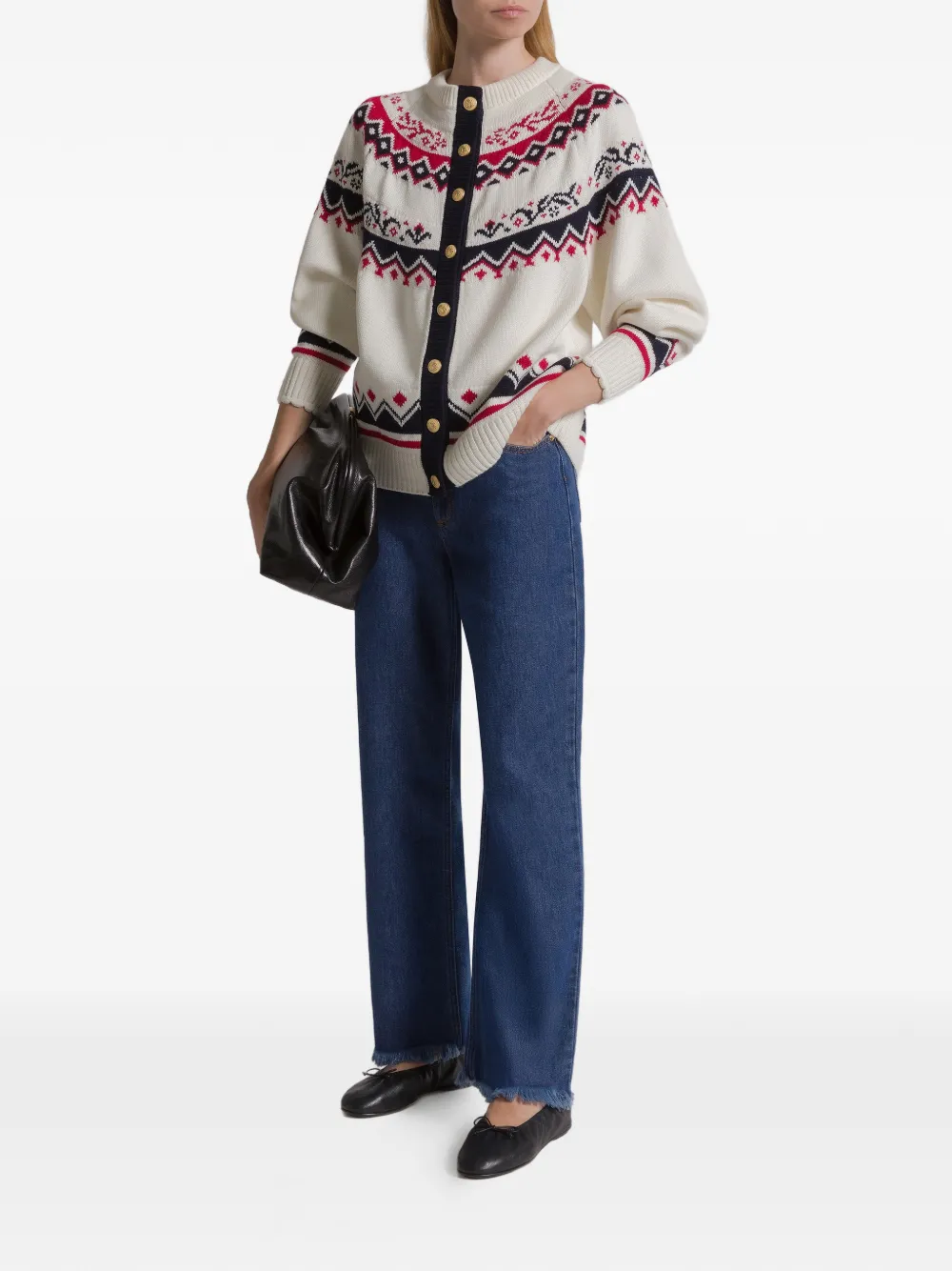 Alberta Ferretti Patterned Wool Cardigan In Neutral
