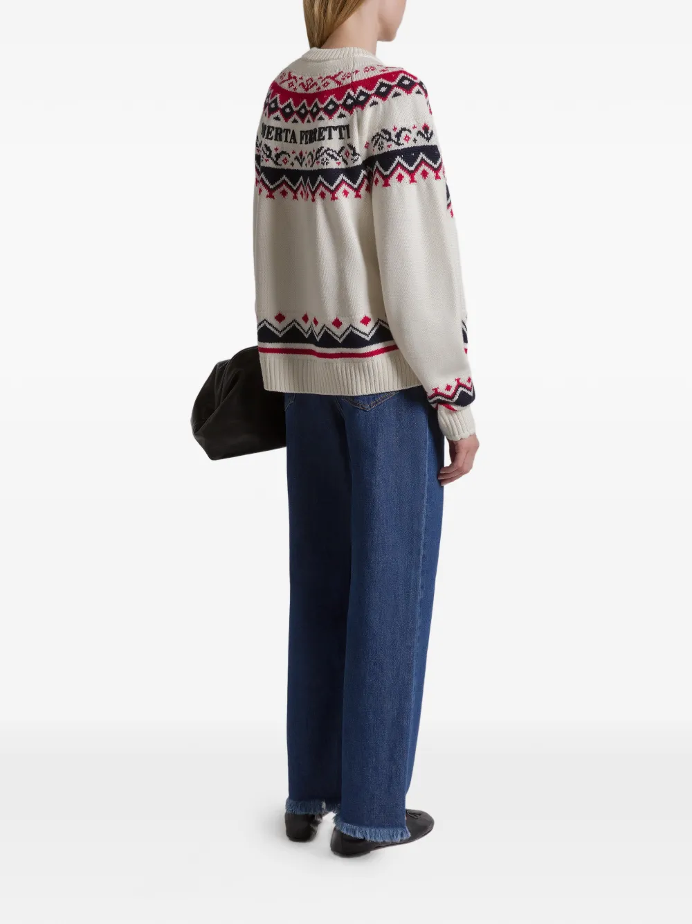 Alberta Ferretti Patterned Wool Cardigan In Neutral