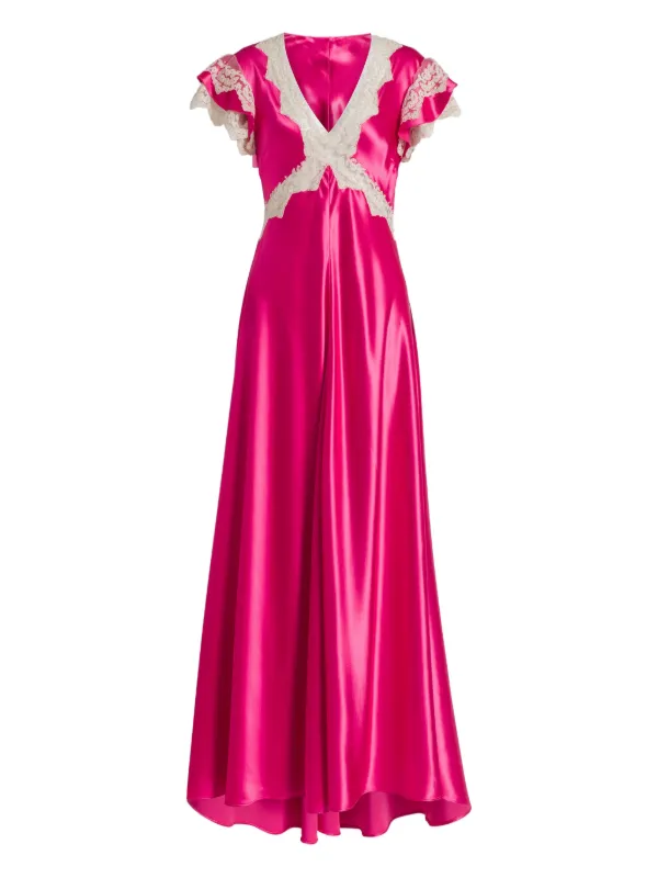 Alberta Ferretti レーストリム マキシドレス | ピンク | FARFETCH JP Alberta Ferretti レーストリム マキシドレス | ピンク | FARFETCH JP