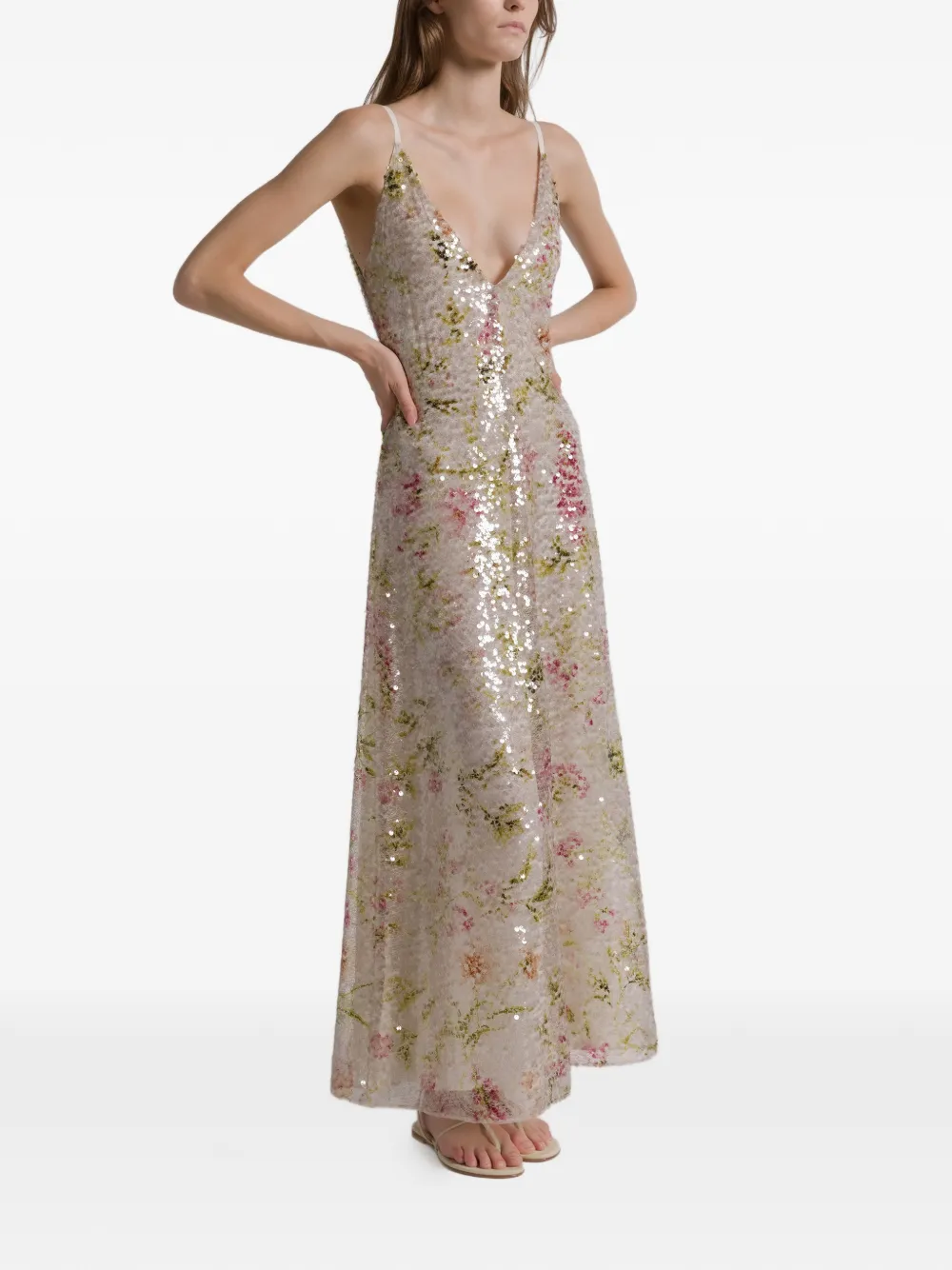 Alberta Ferretti floral-pattern maxi dress - Beige