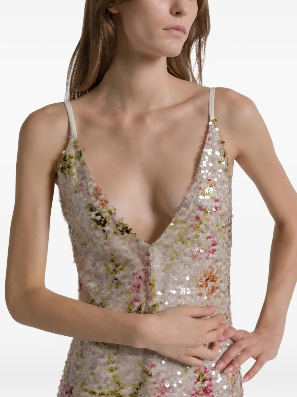 Alberta Ferretti Floral-pattern Maxi Dress In Multi