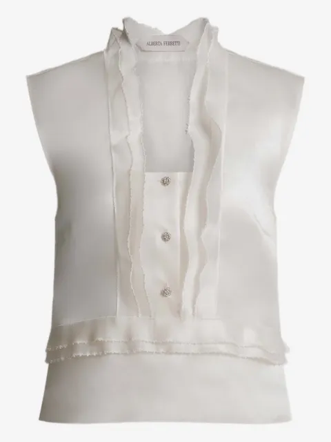 Alberta Ferretti blusa con volantes y botones