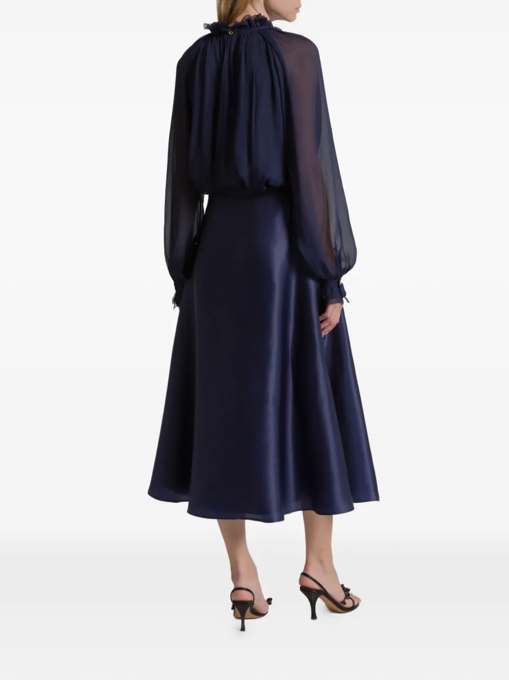 Alberta Ferretti Ruffled Blouse In Blue