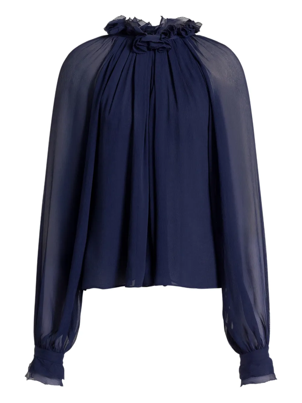 Alberta Ferretti Ruffled Blouse In Blue