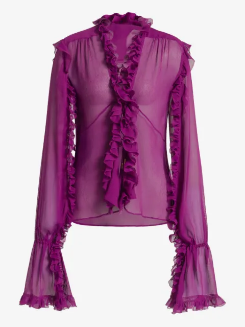 Alberta Ferretti blusa de seda con volantes