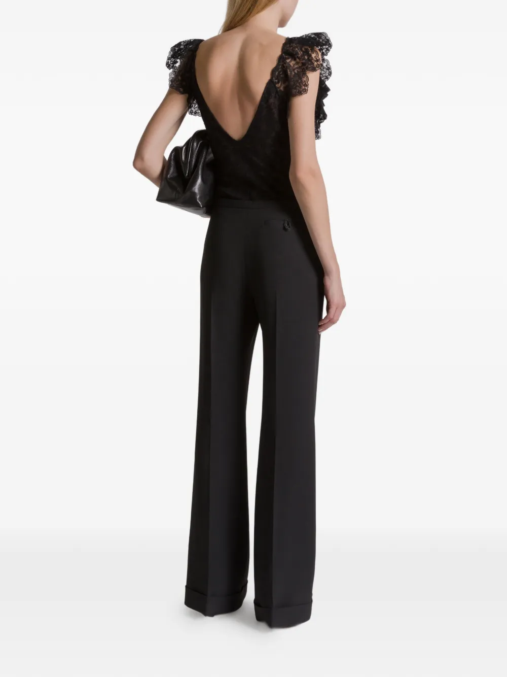 Alberta Ferretti Ruffled-sleeves Body In Black