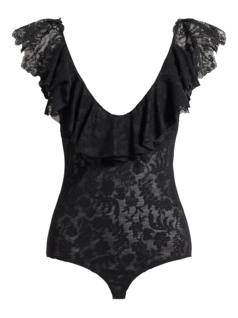 Alberta Ferretti ruffled-sleeves body | Black | Image 1