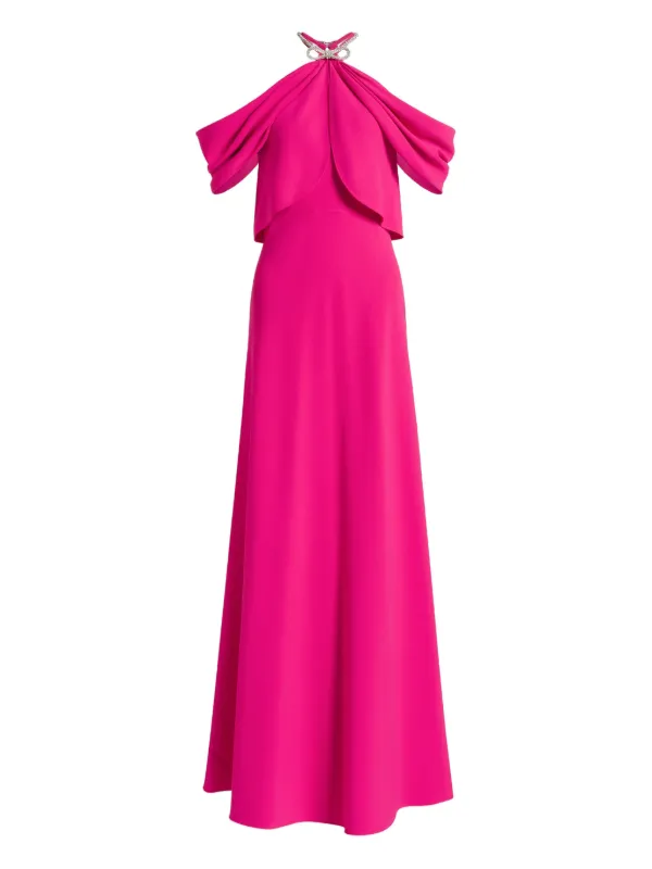 chinese dress ladies Ruches Organic Chiffon Long Dress by Alberta Ferretti – Elilhaam main image 0