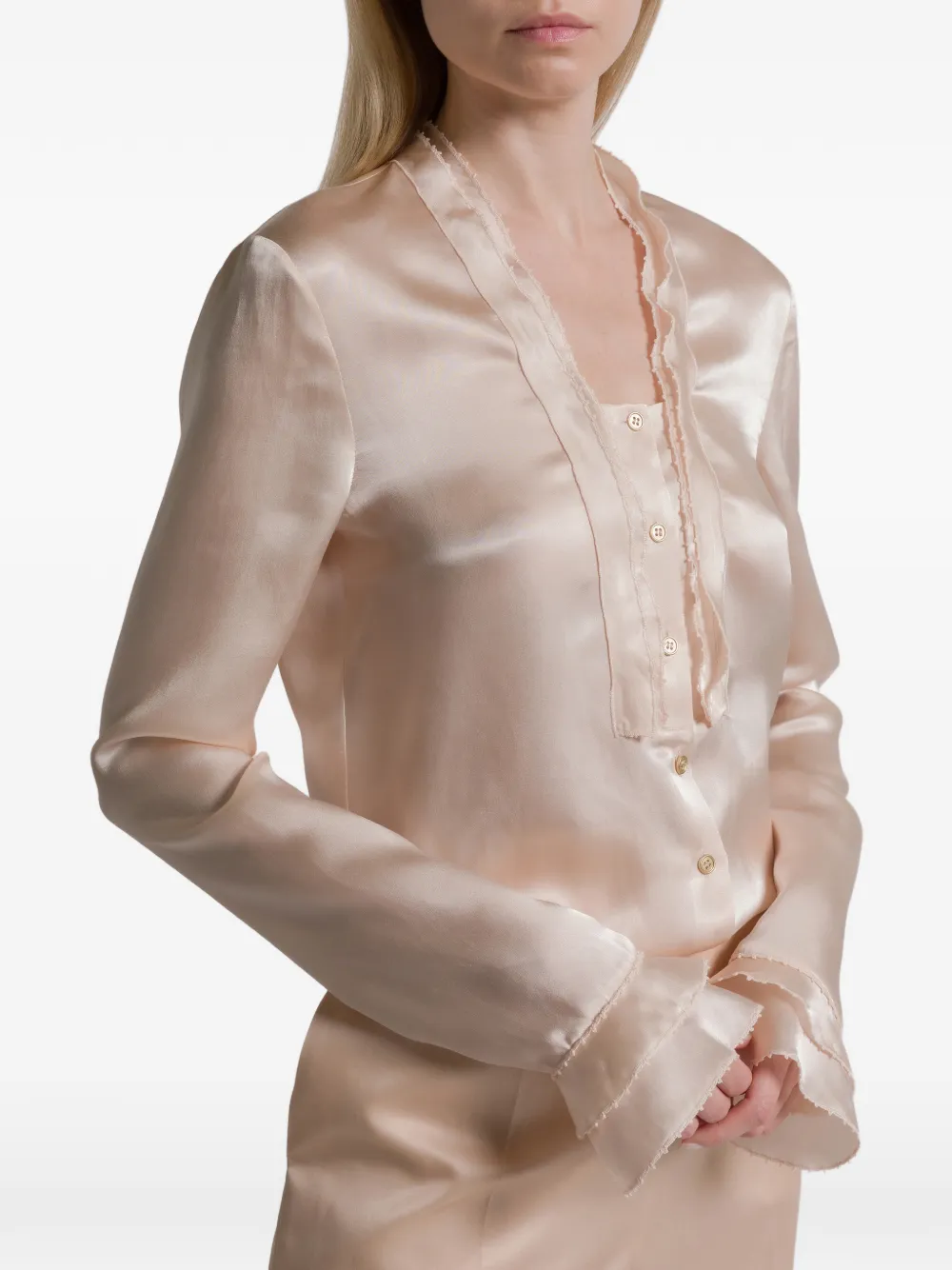 Alberta Ferretti Blouse met ruches Beige