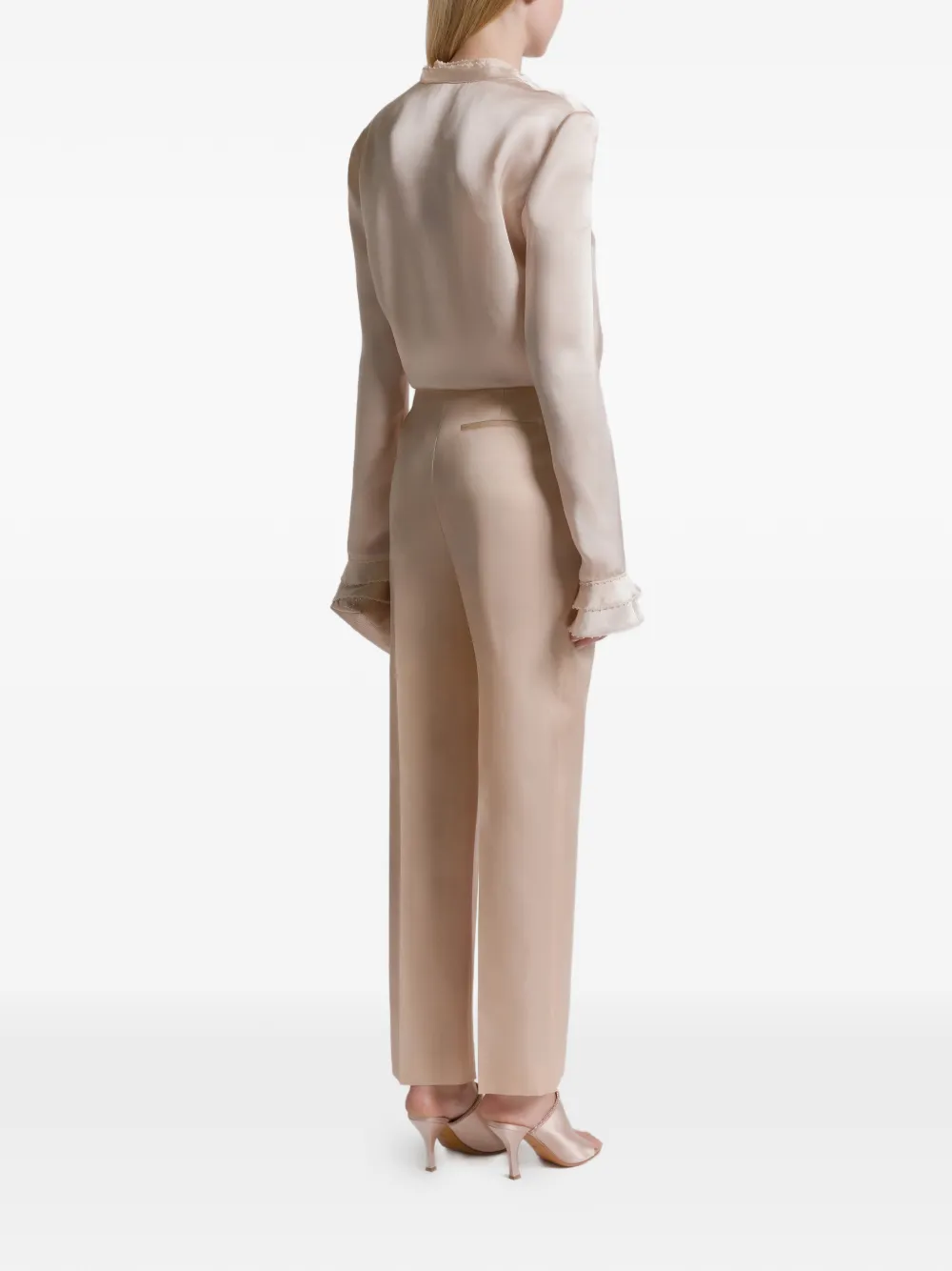  Alberta Ferretti Ruffled Buttoned Shirt - Neutrals 