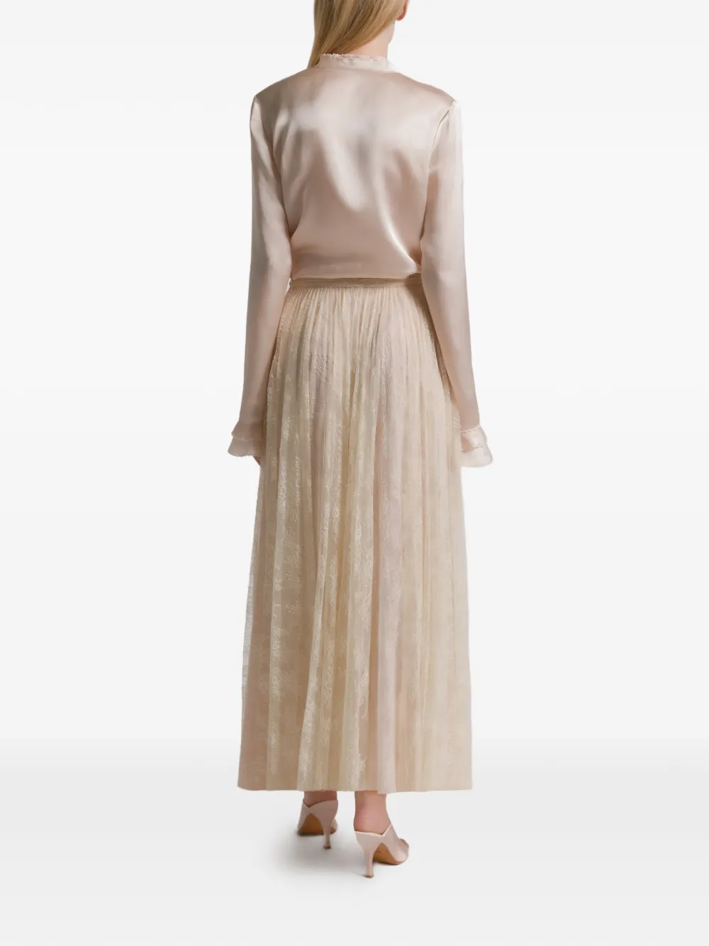Alberta Ferretti Lace Midi Skirt In Neutral