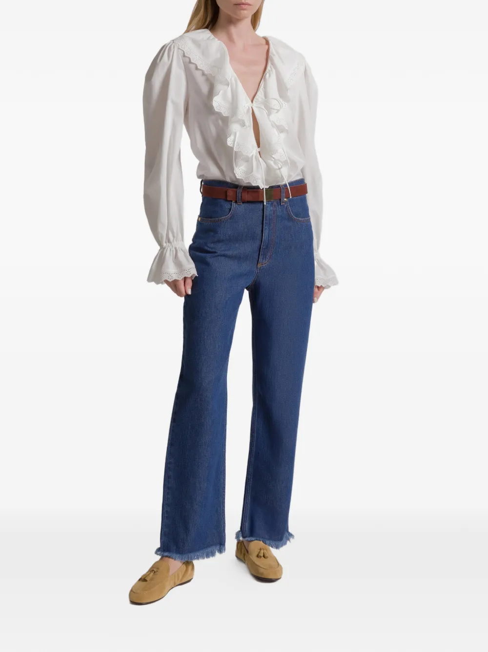 Alberta Ferretti Jeans met franje afwerking - Blauw