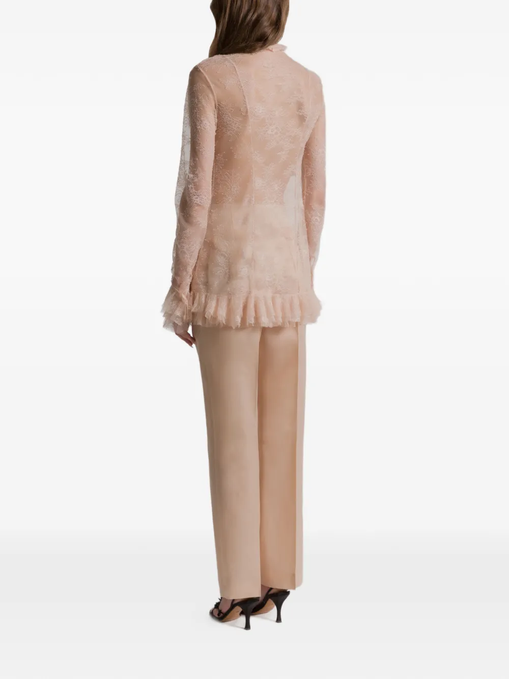  Alberta Ferretti Ruffled Lace Blouse - Neutrals 