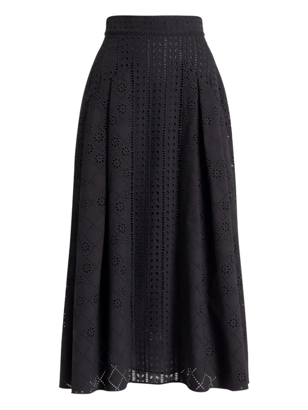 Alberta Ferretti Gonna midi con occhielli - Nero