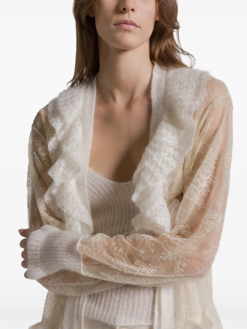 Alberta Ferretti Ruffled-collar Cardigan In Multi