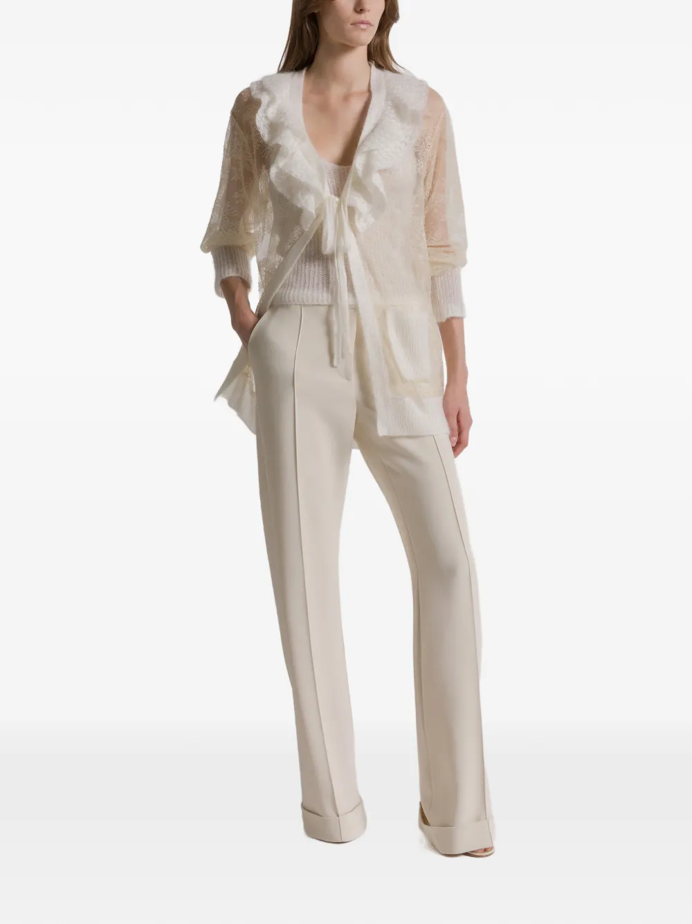 Alberta Ferretti Ruffled-collar Cardigan In Multi