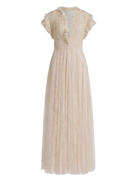 Alberta Ferretti ruffled lace maxi dress