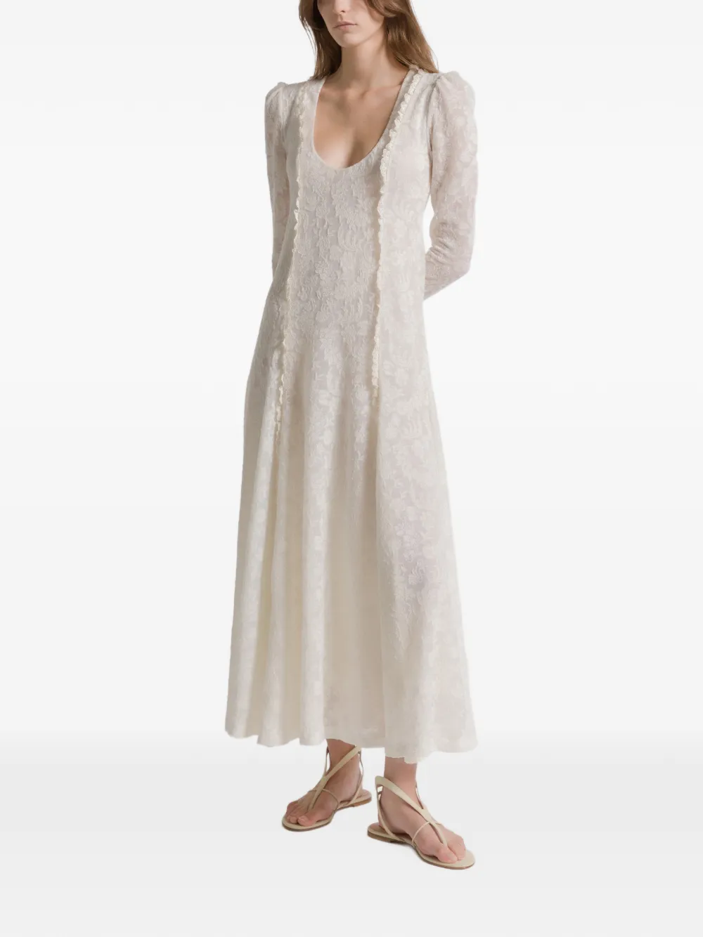 Alberta Ferretti long-sleeve midi dress - Wit