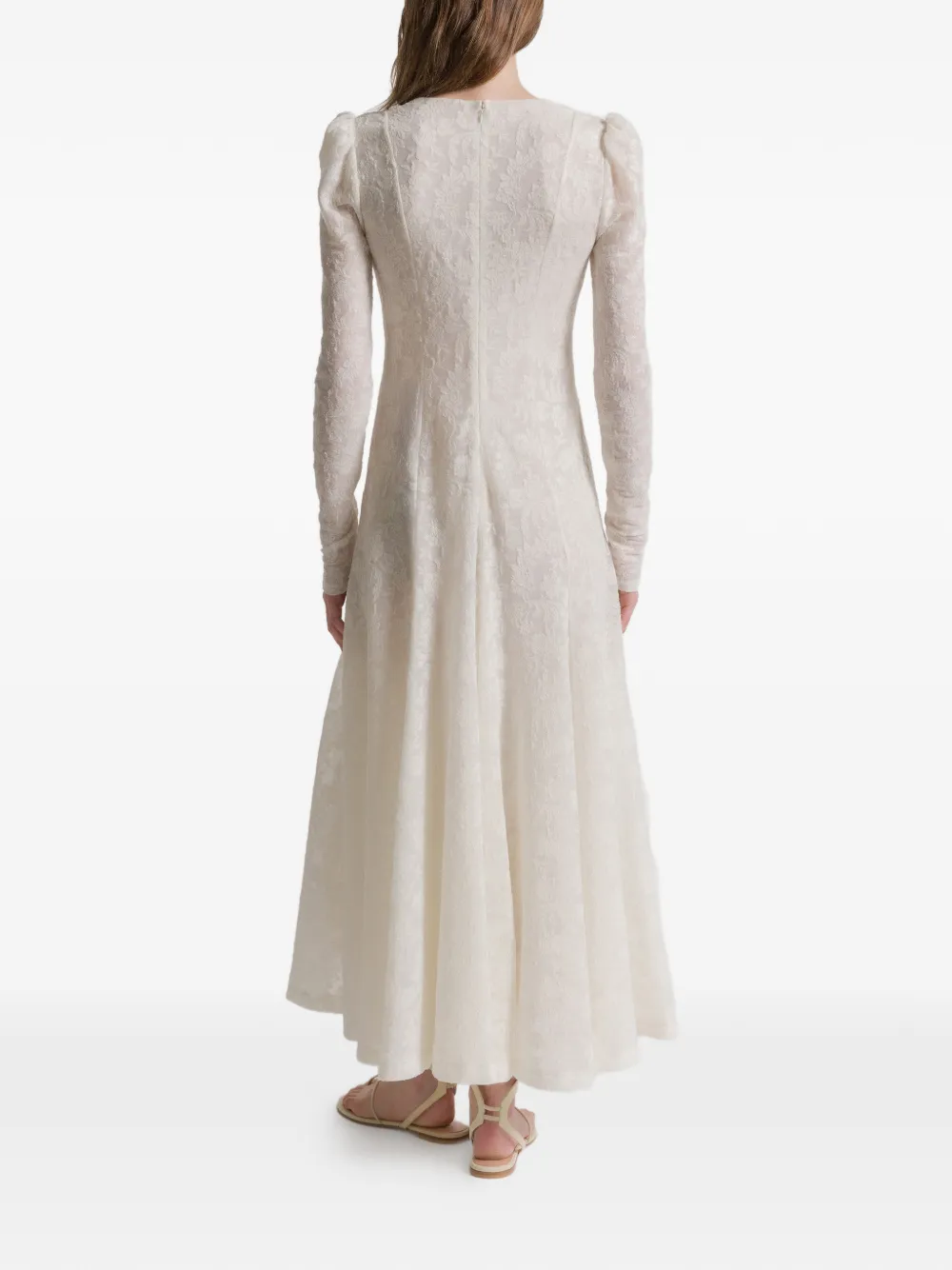 Alberta Ferretti Long-sleeve Midi Dress In White