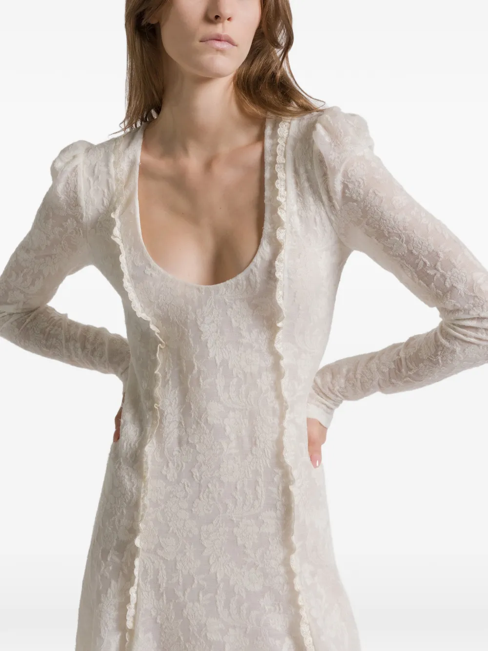 Alberta Ferretti Long-sleeve Midi Dress In White