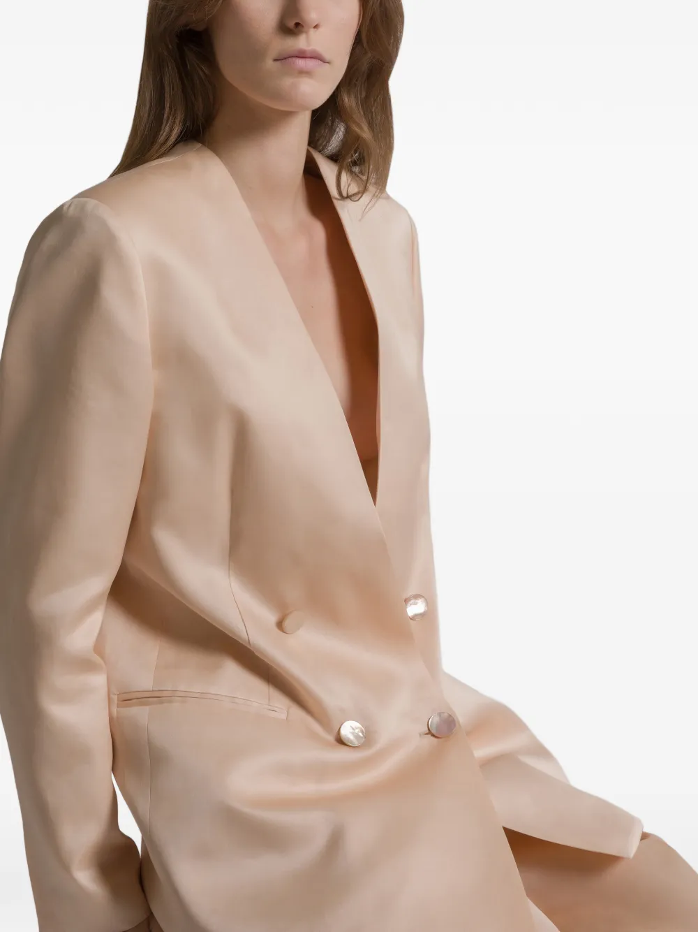 Alberta Ferretti Blazer met dubbele rij knopen Beige