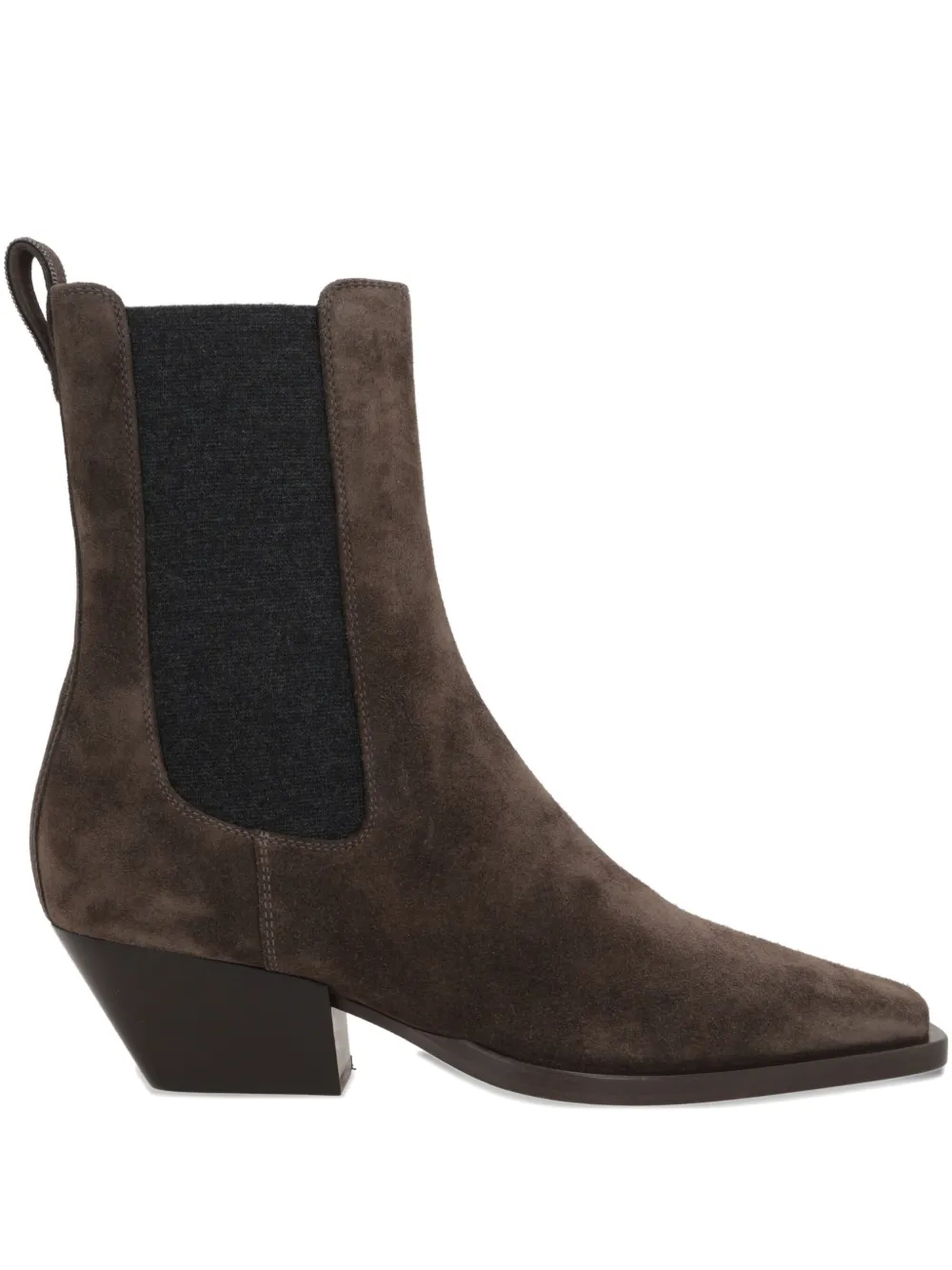Brunello Cucinelli 55mm monili-embellished suede boots Brown