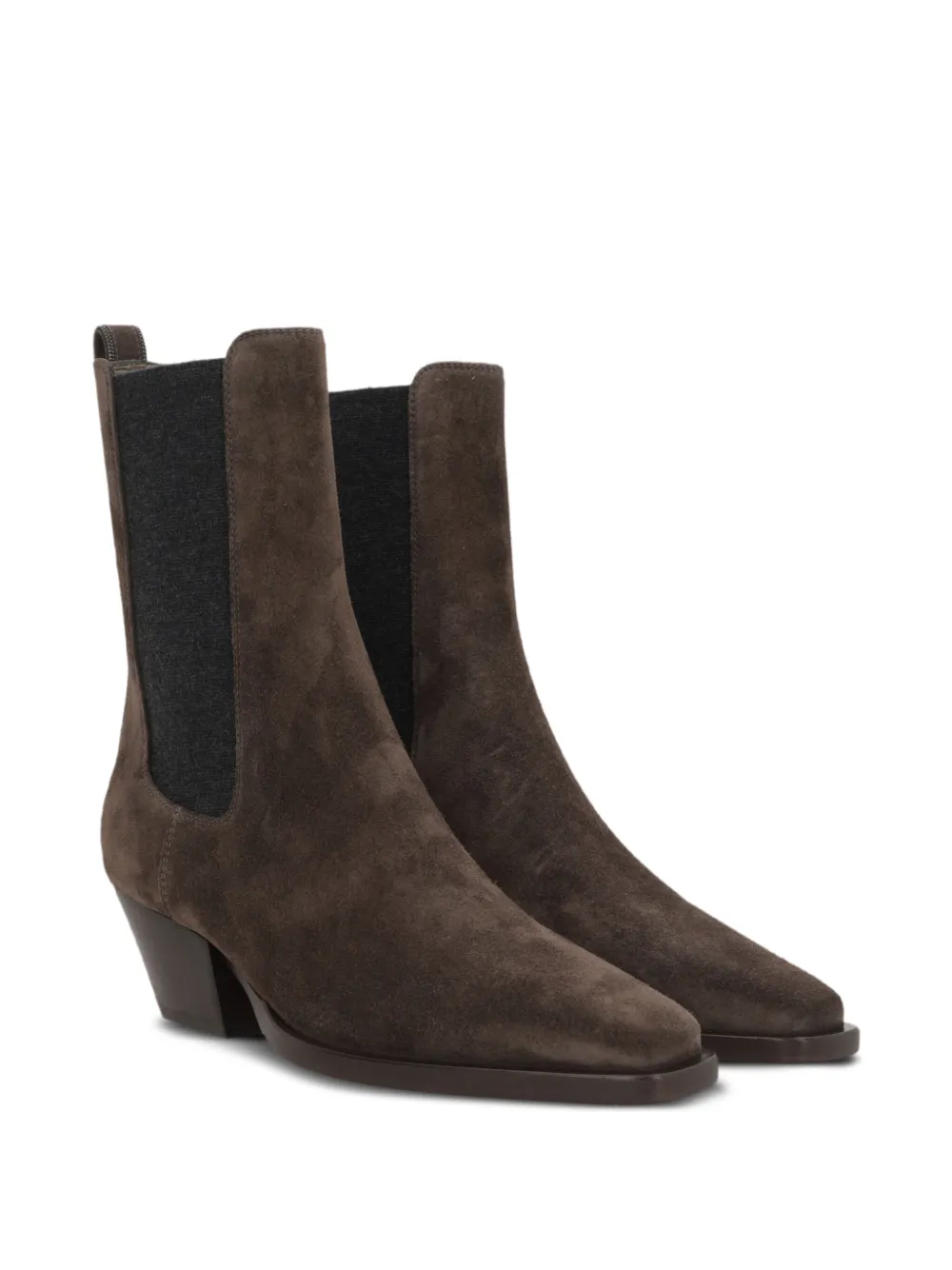 Brunello Cucinelli 55 mm suède laarzen verfraaid met monili kralen Bruin