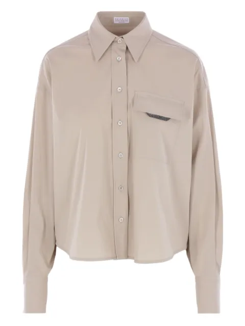Brunello Cucinelli camisa con detalle de cadena Monili