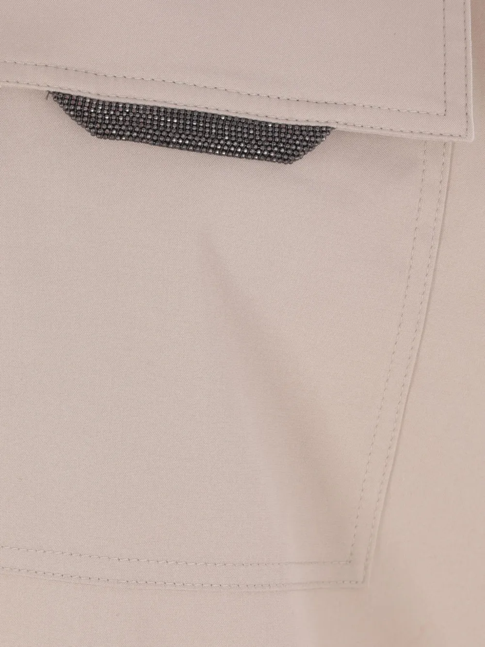 Brunello Cucinelli Monili Detail Curved Hem Shirt In Neutral