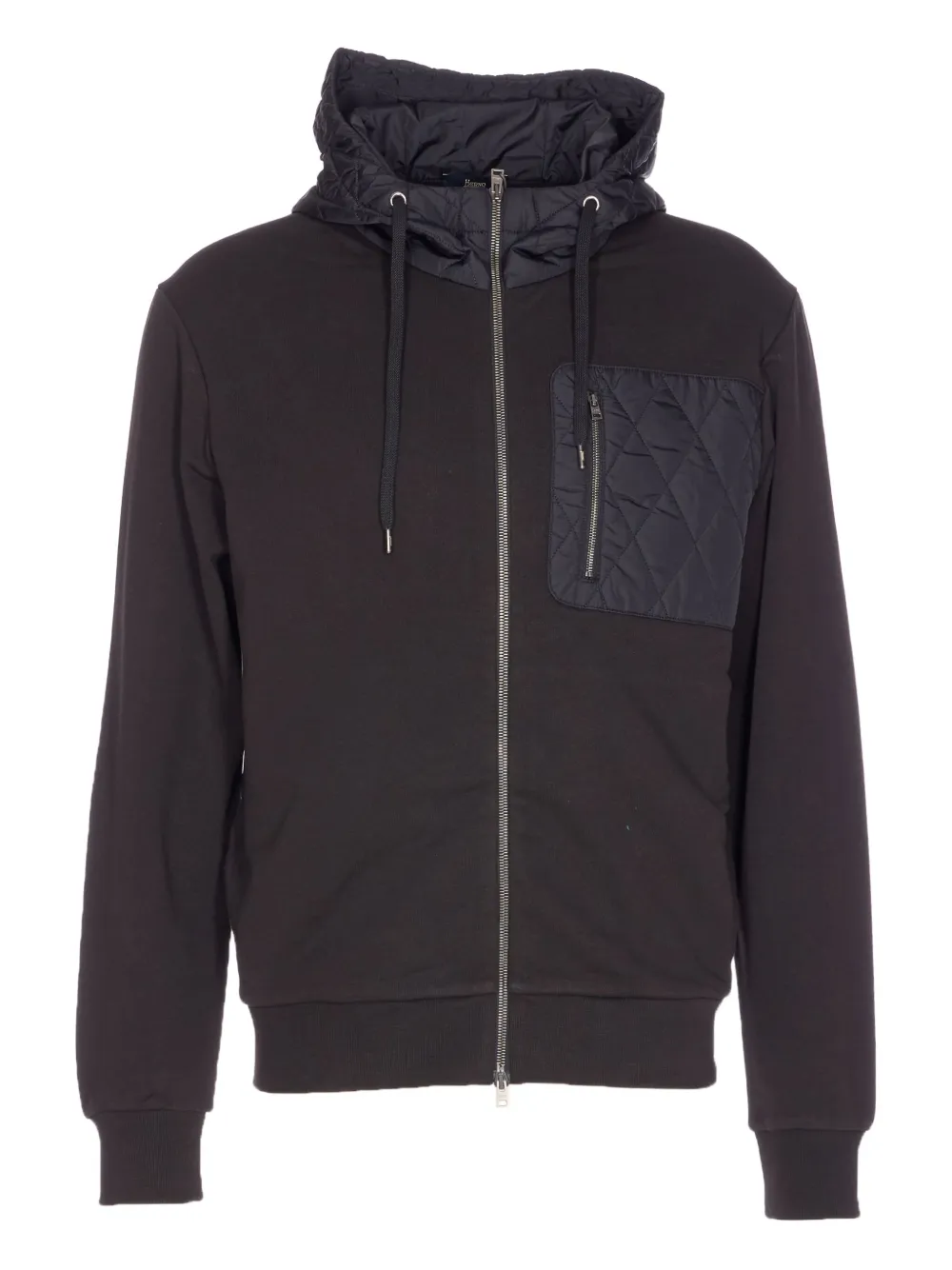 Herno Quilted Hoodie With Drawstring And Long Sleeves In Black