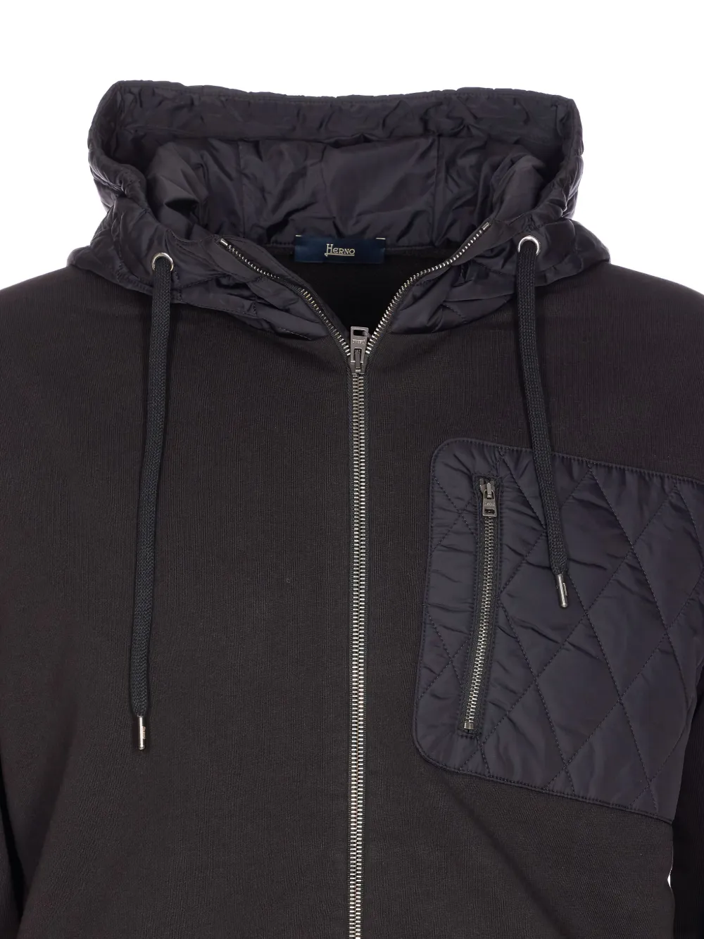 Herno Quilted Hoodie With Drawstring And Long Sleeves In Black