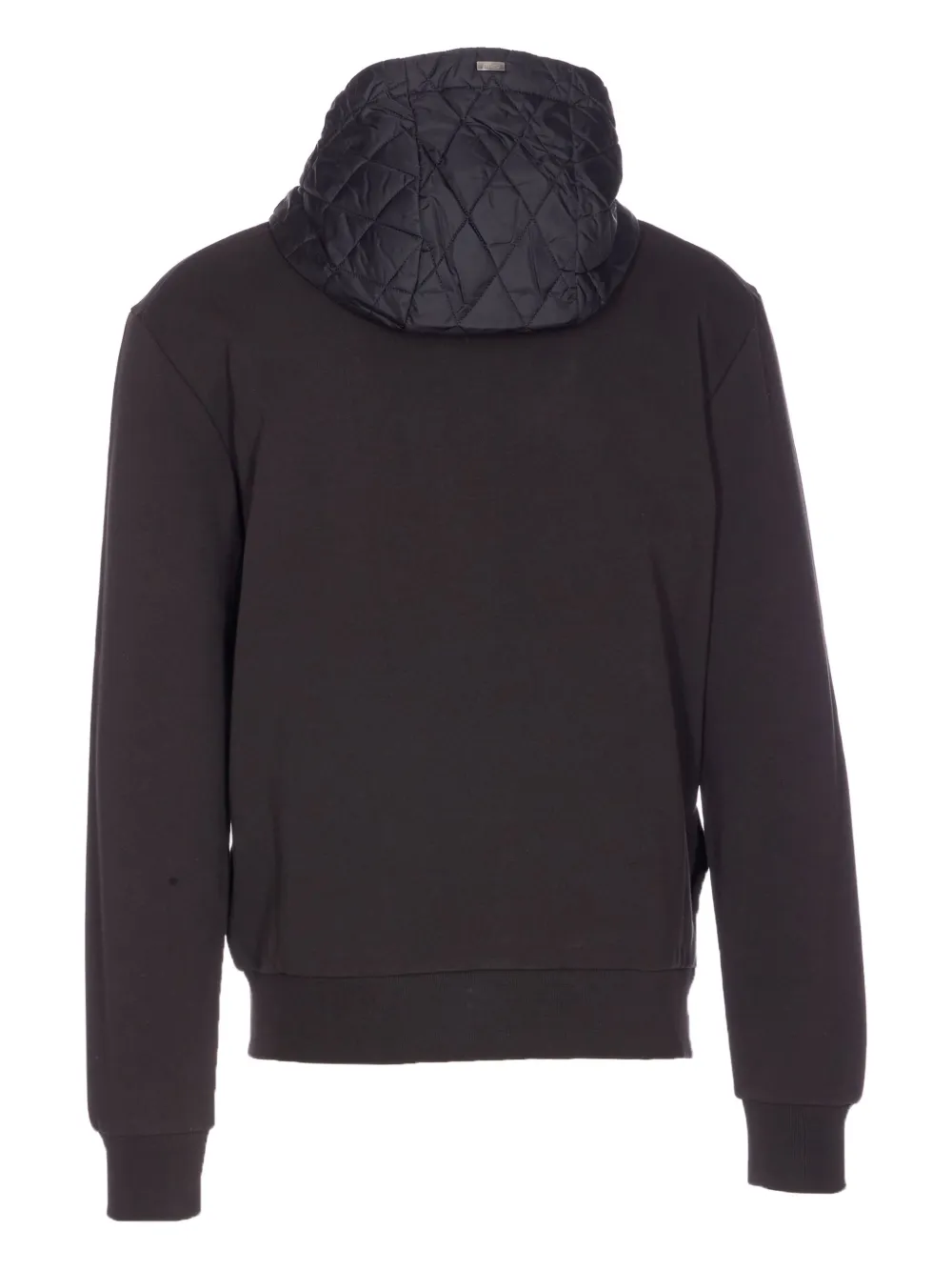 Herno Quilted Hoodie With Drawstring And Long Sleeves In Black