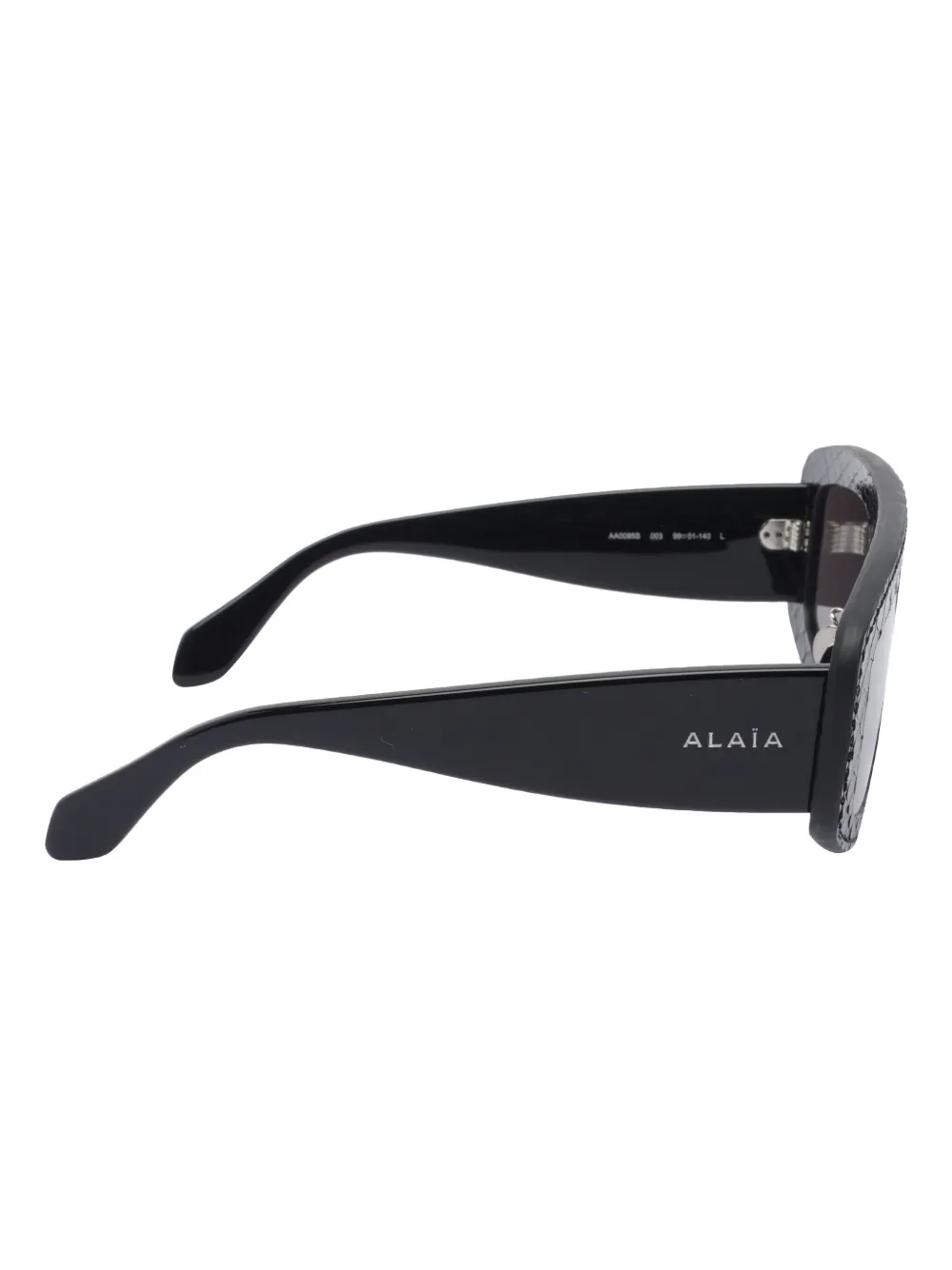 Alaia Eyewear Zonnebril met geometrisch montuur en leren afwerking Zwart