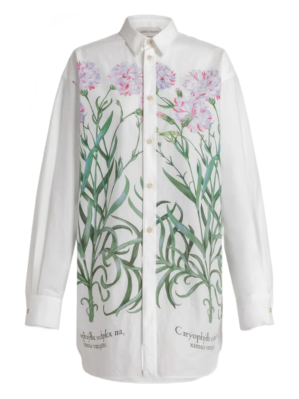 Alberta Ferretti Hemd mit Blumen-Print - Weiß