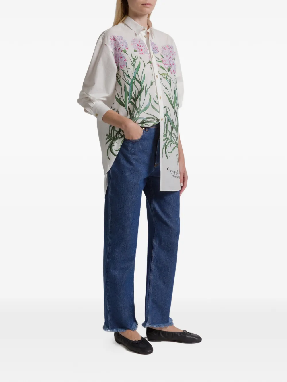 Alberta Ferretti Overhemd met bloemenprint Wit
